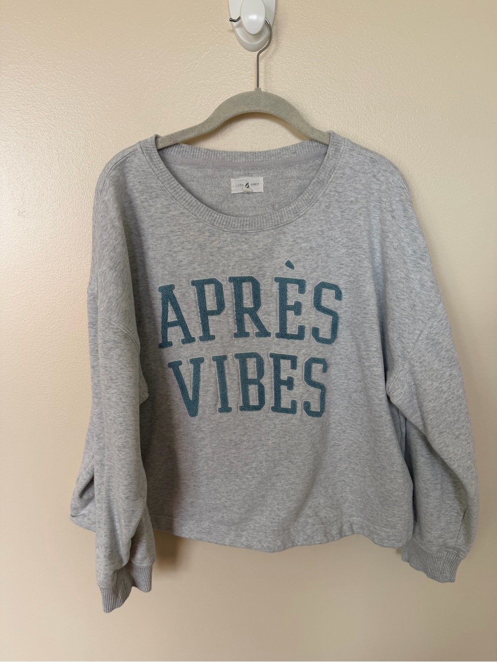 LOU & GREY Apres Vibes Grey & Teal Crewneck Sweatshirt